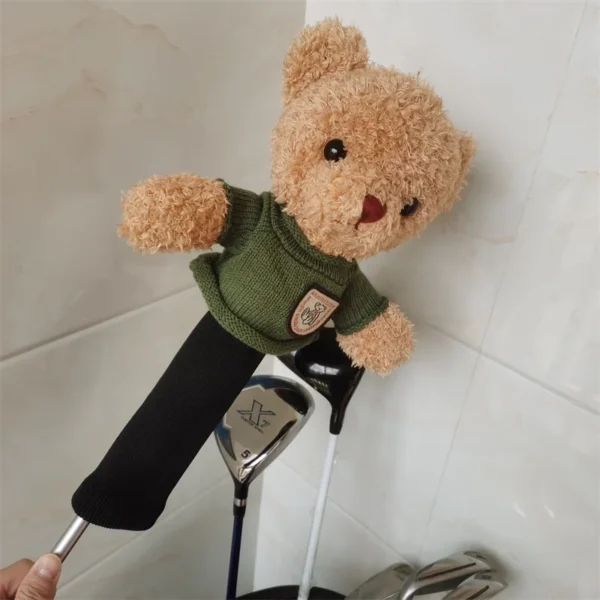 Green Sweater Bear golf driver headcover top plush fairway wood hybrid head cover large stock Drop shipping