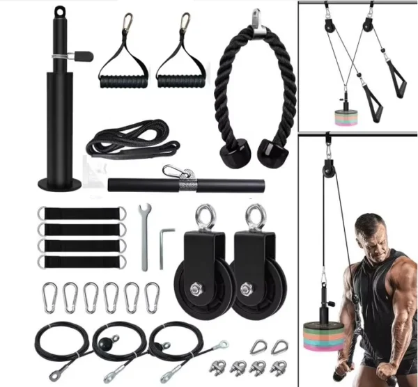 S747a42614f18498ebeac101dc59446c8O.webp DIY Wall-Mounted Pulley Cable Machine Set Attachment System Biceps Triceps Strength Trainning Sport Workout Fitness Equipment