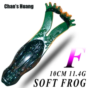 Chan's Huang 3PCS Soft Tube Frog Black Seabass Killer Artificial Snakehead Jig Topwater Bait Soft Frog Fishing Lures 10CM 11.4G