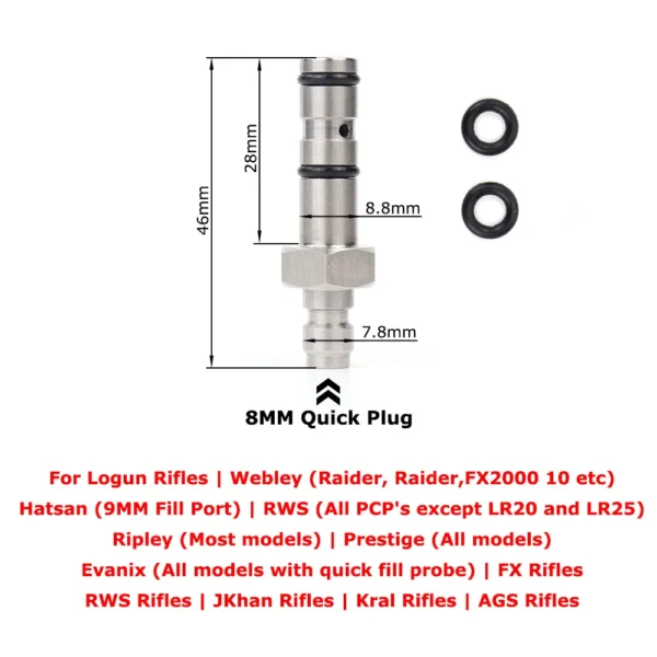 Air Filling Probe for FX Hatsan,BSA,Webley,SMK Artemis,Cricket,WEIHRAUCH,Walther Rotex R8 and RM8,Brocock, PR900