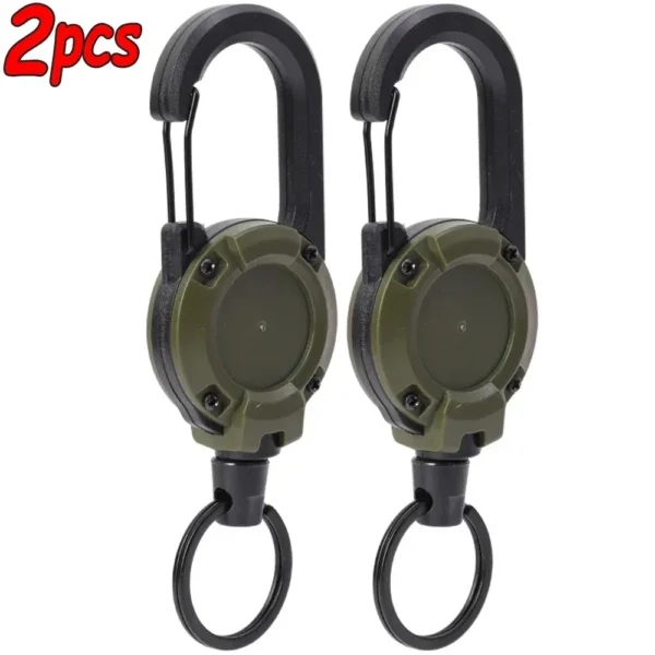 1/2pcs Heavy Duty Retractable Pull Badges ID Reel Carabiner Key Chain Steel Wire Rope Buckle Key Holder Outdoor Keychain Tools
