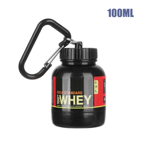S7b14ec59ee5a49eea886de67397bca4eD.webp ZK40 Portable Protein Powder Bottle With Keychain Health Funnel Medicine Box Small Water Cup Outdoor camping Container Mini