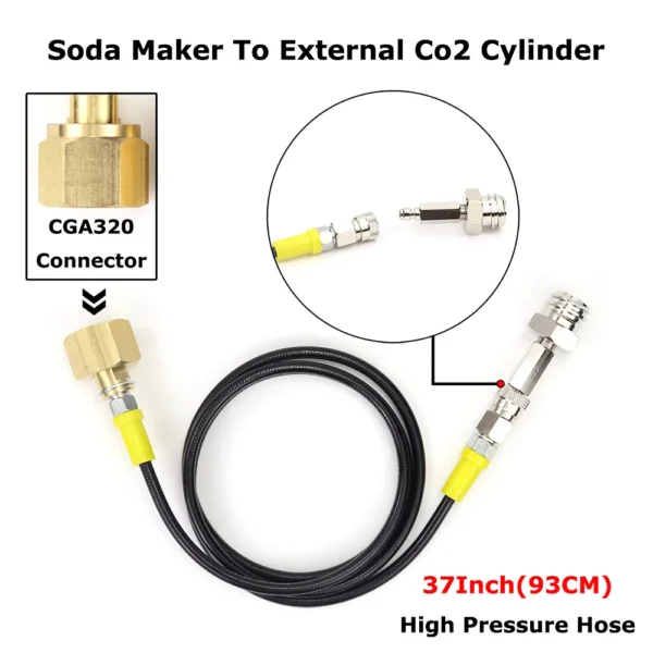 Soda Maker To External Co2 Tank Adapter and Hose Kit Fit Sodastream & W21.8-14 Or CGA320 With Quick Disconnect
