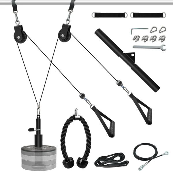 S821e61475a9a45859c5536b39002921e7.webp DIY Wall-Mounted Pulley Cable Machine Set Attachment System Biceps Triceps Strength Trainning Sport Workout Fitness Equipment