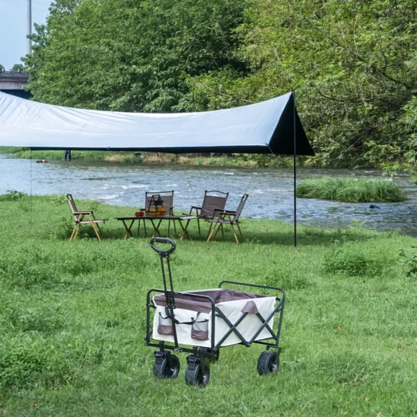 S8625b1c582d44860a36232b3209166762.webp Heavy Duty Large Capacity Fold Wagon Collapsible Folding Utility Beach Cart Wagon Ourdoor Trolley Portable Garden Camping Cart