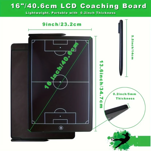 16 Inch LCD Electronic Football Coach Board with Pen Soccer Coaching Board for Football Coach Marker Training Writing Tablet