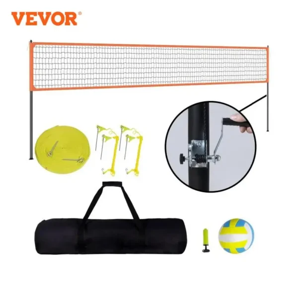 VEVOR 1.25-1.75inch Outdoor Portable Volleyball Net System, Adjustable Height Aluminum Poles Volleyball Set w/ Pump Carrying Bag
