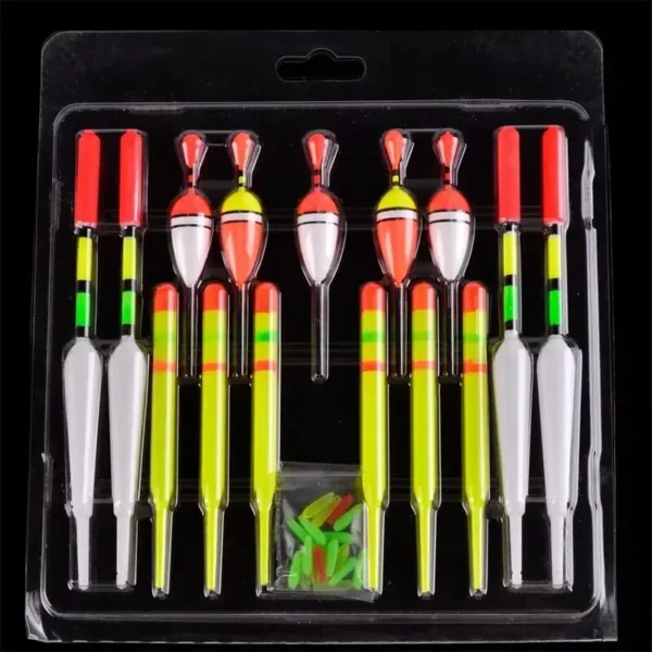 Fishing Float Set 15pc Professional Vertical Buoy With Glow Stick Multifunction Lure Float Fishing Tackle For Carp Fishing Pesca