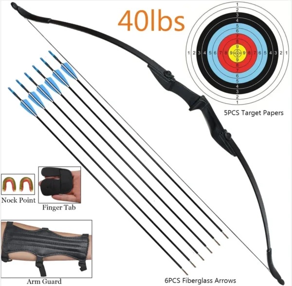 S8ba0128164d74801bb61fd8b95e3a215s.webp Archery Recurve Bow for Right/Left-Handed Outdoor Hunting Sports Shooting 57inch 30-40 Ibs Take-down Bow Archery Target