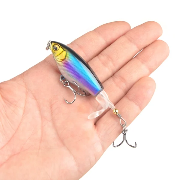 1Pcs Quality Whopper Plopper Wobblers 7.5cm 6.5g Topwater Popper Fishing Lure Hard Bait Rotating Soft Tail Fishing Tackle