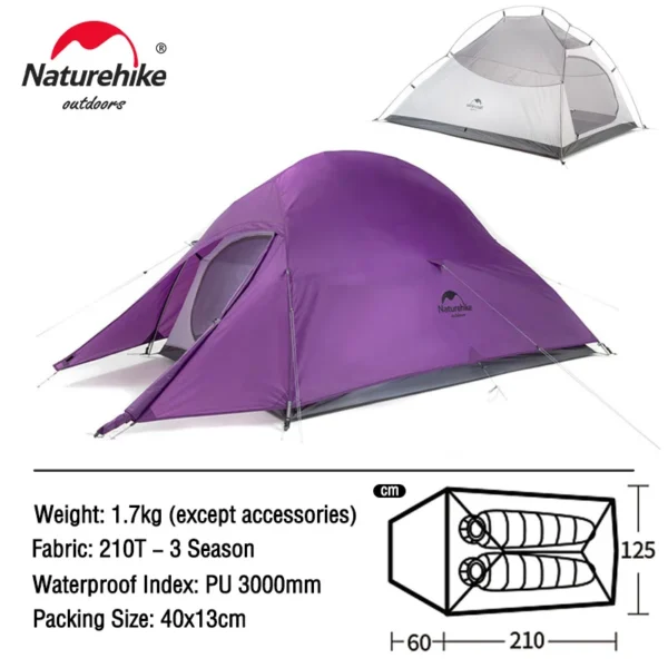 Naturehike Camping Tent Mongar 2 Persons Tent Cloud Up 1 2 3 Person Tent Star River Tent Ultralight Portable Outdoor Hiking Tent