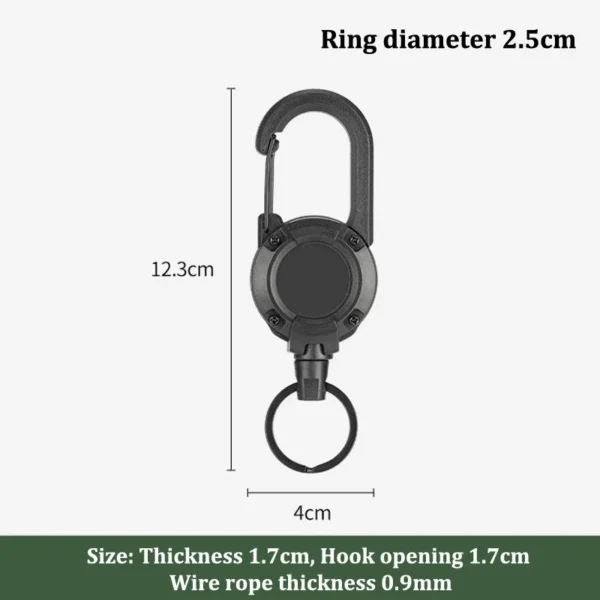 1/2pcs Heavy Duty Retractable Pull Badges ID Reel Carabiner Key Chain Steel Wire Rope Buckle Key Holder Outdoor Keychain Tools
