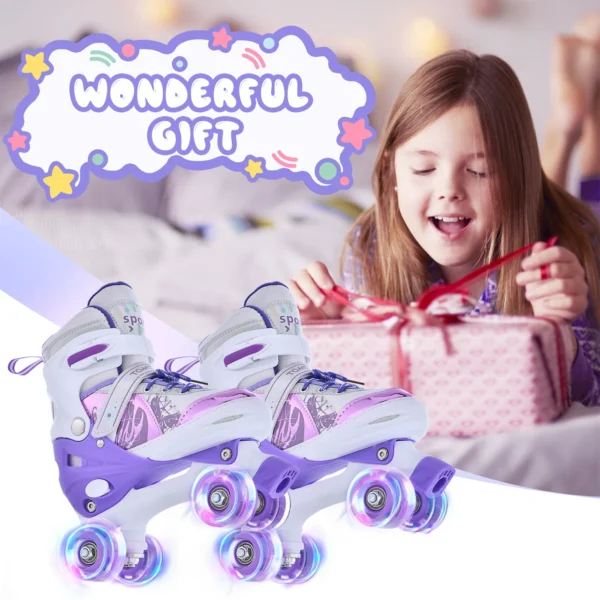 TOMSHOO Roller Skates for Girls Boys for Kids 4 Size Adjustable Light Up