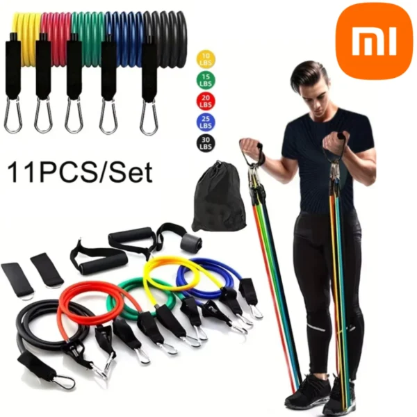 S98c6dcd8d8084716848c694499ea58f8Z-1.webp Xiaomi 11pcs/Set Pull Rope, Resistance Bands, Portable Fitness Equipment, Ankle Strap, Chest Expander, Elastic Exercise Band
