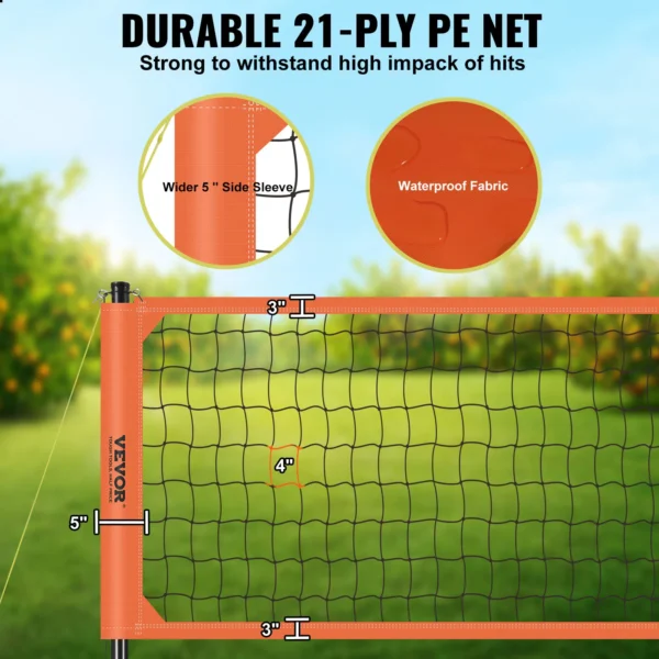 VEVOR 1.25-1.75inch Outdoor Portable Volleyball Net System, Adjustable Height Aluminum Poles Volleyball Set w/ Pump Carrying Bag