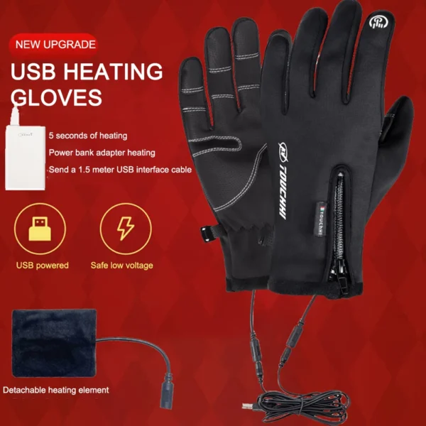 Heated Gloves Eletric Thermal Heat Gloves Winter Warm Skiing Snowboarding Hunting Fishing Waterproof Heated Rechargeable Gloves