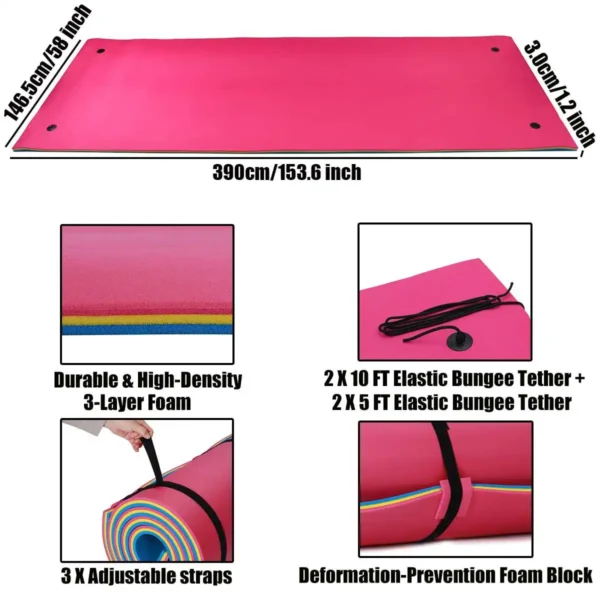 S9dd5548e0bd748cfab5e91a4e573cf41D.webp 390CM Floating Water Pad Mat Tear-resistant 3-layer Roll-up Floating Island Pool Lake Ocean Swimming Pool Floating Pad Float Mat
