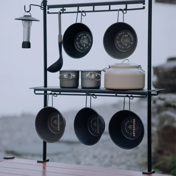 TARKA Lighweight Camping Storage Shelf Aluminum Alloy Detachable Organizer Rack Table Lantern Stand Tableware Organizer Supplies