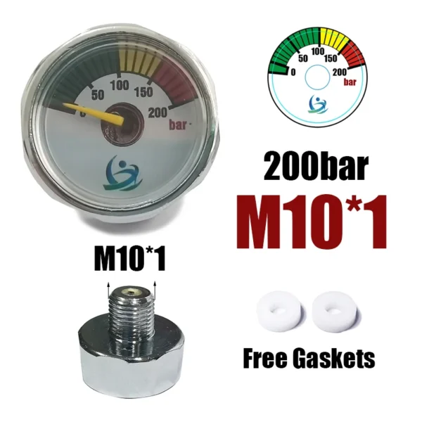 Mini 200bar 350bar Manometer Gauge 1inch 1/8NPT 1/8BSPP M10*1 High Pressure Hand Pump Diving Mountaineering