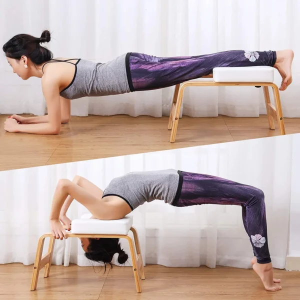Yoga Headstand Bench, Solid Birch Wood Yoga Inversion Chair, Relieve Fatigue and Shape The Body