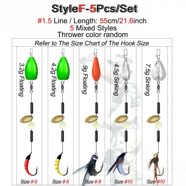 5Pcs/1Set Flies Spinners Spoon Bait Metal Fishing Jigs Lure Spinnerbait Bait Artificial Lure Crankbaits Fishing