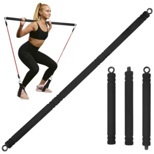 Multi Functional Portable Weighted Exercise Pilates Bar Non-slip Yoga Resistance Bar Stick with Beginner Workout Equipment