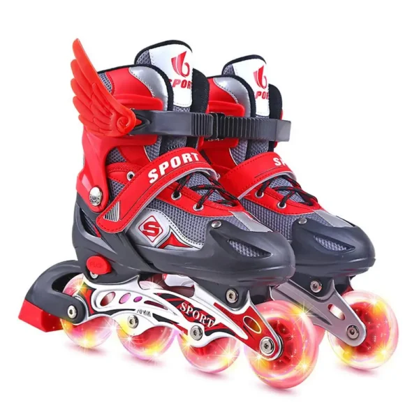 Children Roller Skates Skating Shoes Kids Single Row Roller Skates Boy's Girl's Size Adjustable 4 Wheels Flash Skates Shoes