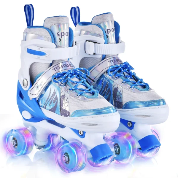 TOMSHOO Roller Skates for Girls Boys for Kids 4 Size Adjustable Light Up