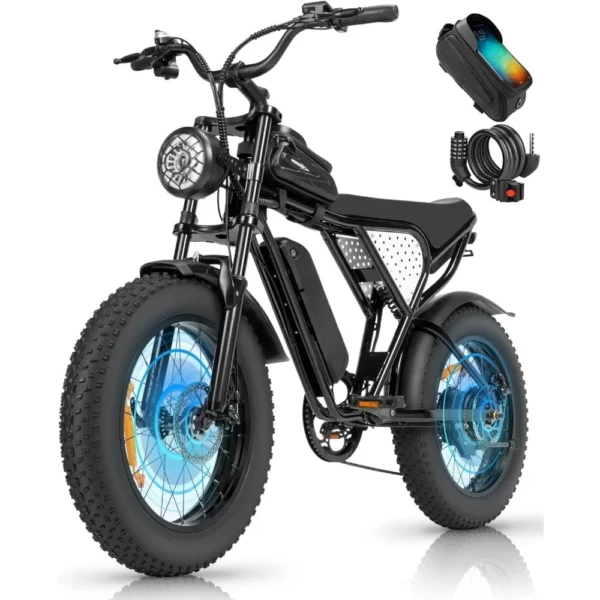Electric Bike, 25/30/35MPH Dirt Bike, 48V 15/20AH,52V 40AH Removable Battery, Max 50-180Miles Motorcycle, 20" Fat Tire Ebike