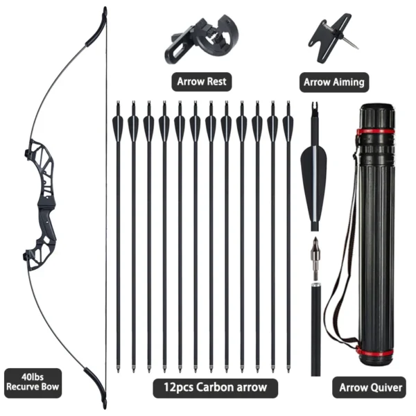 Hunting Bow Take-down Bow for Shooting Archery Recurve Bow with Aiming Point Outdoor Sports Shooting 20/30/40/50lbs