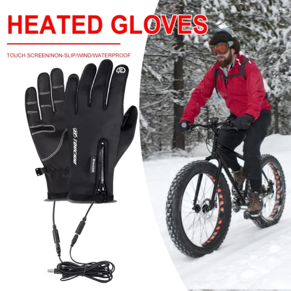 Heated Gloves Eletric Thermal Heat Gloves Winter Warm Skiing Snowboarding Hunting Fishing Waterproof Heated Rechargeable Gloves