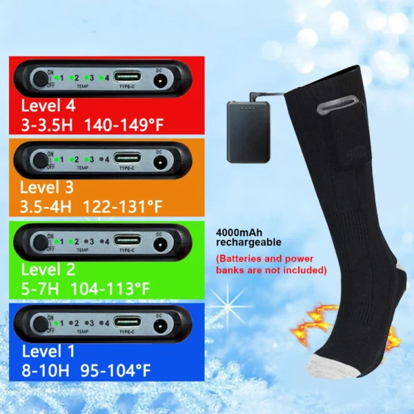 Electric Heated Socks Intelligent Temperature Control Settings Heating Socks Rechargeable Anti-Cold Heating Socks Winter Warm