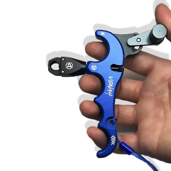 Aluminum Compound Bow Release Aid Archery Caliper Adjustable 360° Thumb 4 Finger Grip Arrow Trigger Wristband Shooting Pro Hunti