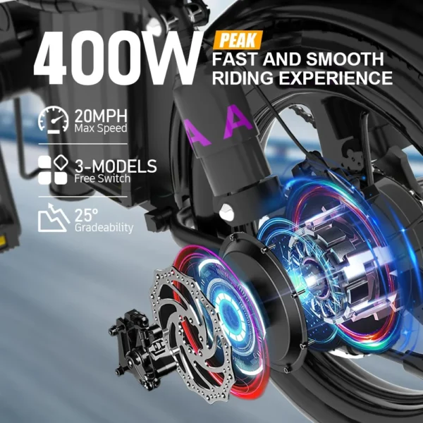 DEEPOWER Mini Foldable Ebike 400W 48V 30AH/10AH Removable Battery Multi-shock-absorbing Urban Electric Bicycle Bike for Aldult