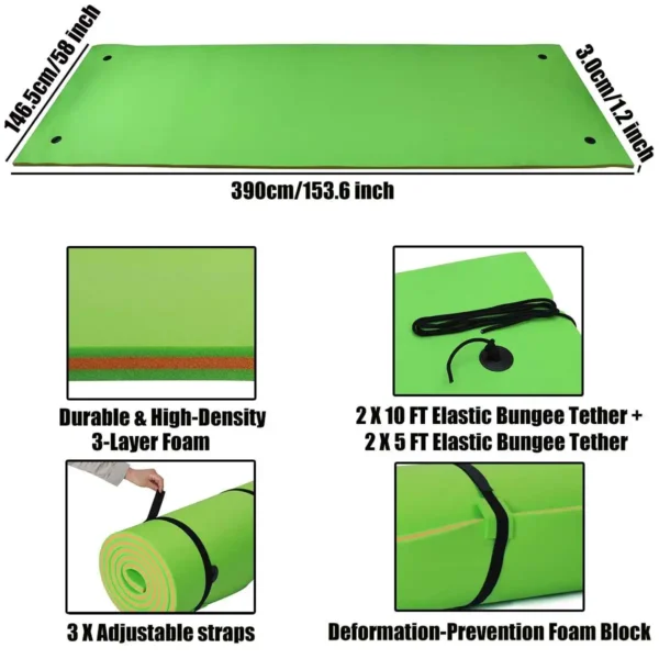 Safa9f1451326428c9f3ccb3b31df9c043.webp 390CM Floating Water Pad Mat Tear-resistant 3-layer Roll-up Floating Island Pool Lake Ocean Swimming Pool Floating Pad Float Mat