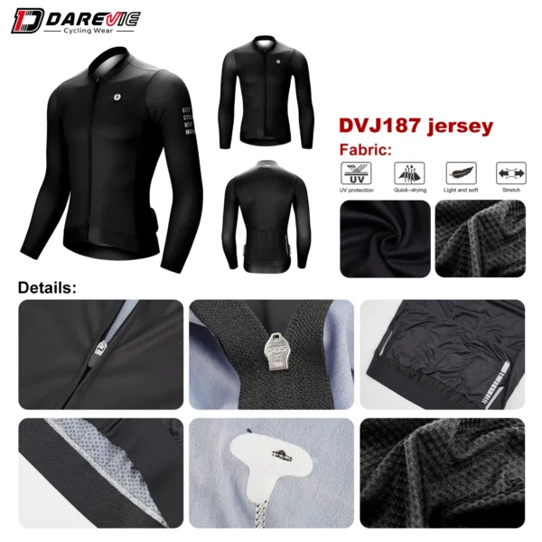 DAREVIE Man Cycling Jersey 2024 Summer Breathable Long Sleeve Men's Cycling Clothing MTB Road Anti-UV Men's Cycling Shirt