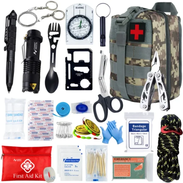 Sb784a5e1fe494b688ceb1460b29a0cb5e.webp Survival First Aid Kit Survival Military Full Set Molle Outdoor Gear Emergency Kits Trauma Bag Camping Hiking IFAK Adventures