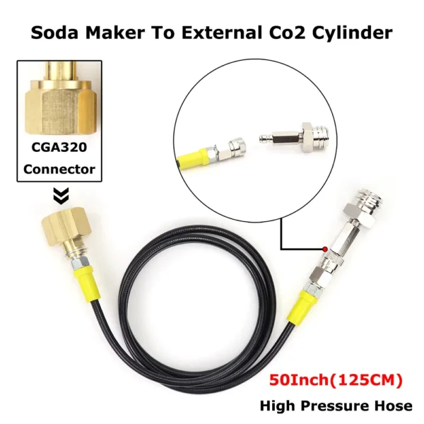 Soda Maker To External Co2 Tank Adapter and Hose Kit Fit Sodastream & W21.8-14 Or CGA320 With Quick Disconnect