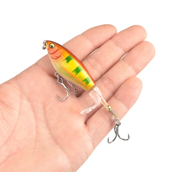 1Pcs Quality Whopper Plopper Wobblers 7.5cm 6.5g Topwater Popper Fishing Lure Hard Bait Rotating Soft Tail Fishing Tackle