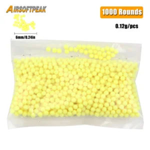 1000 Rounds Airsoft BBs Bullets 0.12g Hunting Shooting 6mm BB Strikeball Rifle Gun Plastic BB Balls Yellow Paintball Accessories