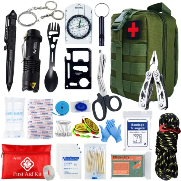 Sbc080c07abe64dd2949f1db335a536faK.webp Survival First Aid Kit Survival Military Full Set Molle Outdoor Gear Emergency Kits Trauma Bag Camping Hiking IFAK Adventures