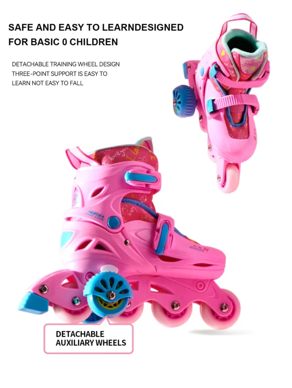 "Xiaoyao Star Beginner's Assisted Inline Skates with Safety Balance Wheels, Skate Shoes Set for