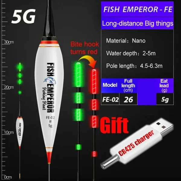 2024 New Fishing Float Set Led Smart Electronic Luminous Floats 3g 5g 7g 10g 13g 15g 20g Gravity Sensing Winter Summer Fishing