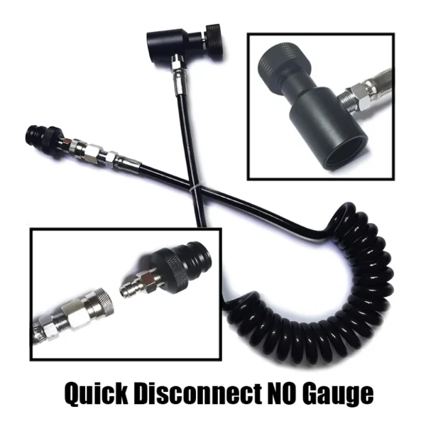 Paint Marker Ball Accessories Coil Remote Microbore Hose Thick Line 2.5M with Slide Check Quick Disconnect and 3000psi Gauge