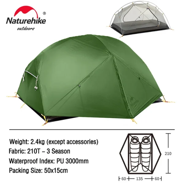 Naturehike Camping Tent Mongar 2 Persons Tent Cloud Up 1 2 3 Person Tent Star River Tent Ultralight Portable Outdoor Hiking Tent