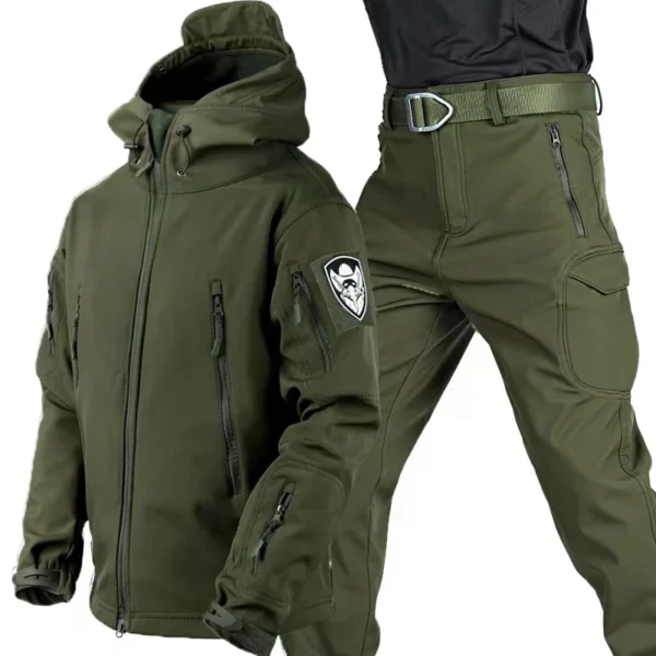 Men's Winter Waterproof Suit Hiking Tracksuit Set Softshell Jackets Camping Coat Tactical Pants Fishing Fleece Trousers