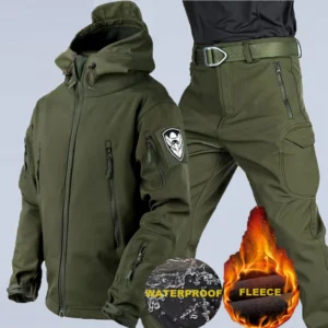Men's Winter Waterproof Suit Hiking Tracksuit Set Softshell Jackets Camping Coat Tactical Pants Fishing Fleece Trousers