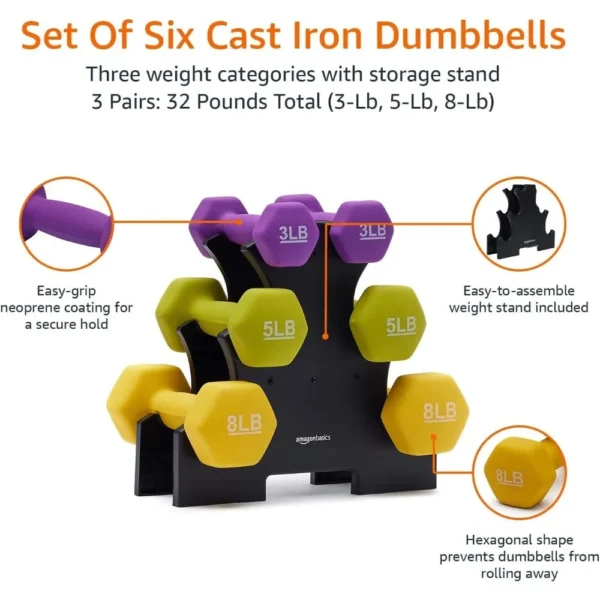 Sdca5b99bf1d440cbb53aeed96b91b38fk-1.webp Neoprene Coated Hexagon Workout Dumbbell Hand Weight Set
