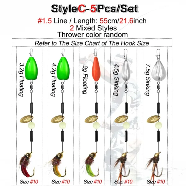 5Pcs/1Set Flies Spinners Spoon Bait Metal Fishing Jigs Lure Spinnerbait Bait Artificial Lure Crankbaits Fishing