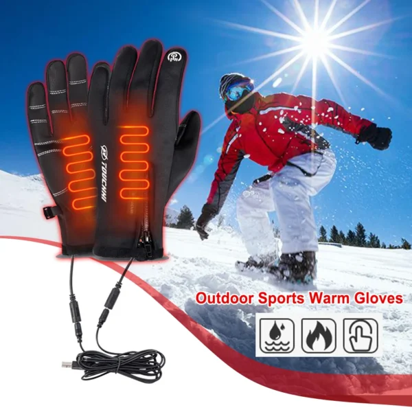 Heated Gloves Eletric Thermal Heat Gloves Winter Warm Skiing Snowboarding Hunting Fishing Waterproof Heated Rechargeable Gloves